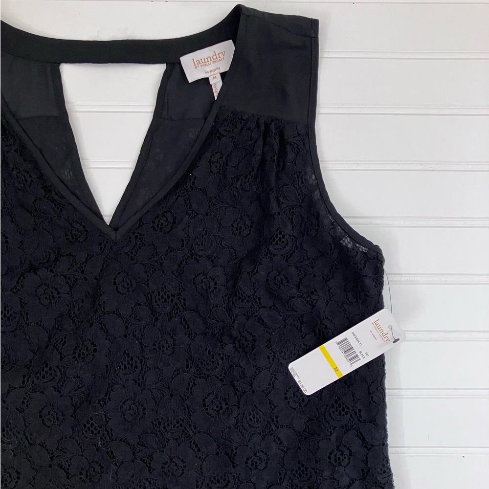 Laundry by Shelli Segal black lace sleeveless top
